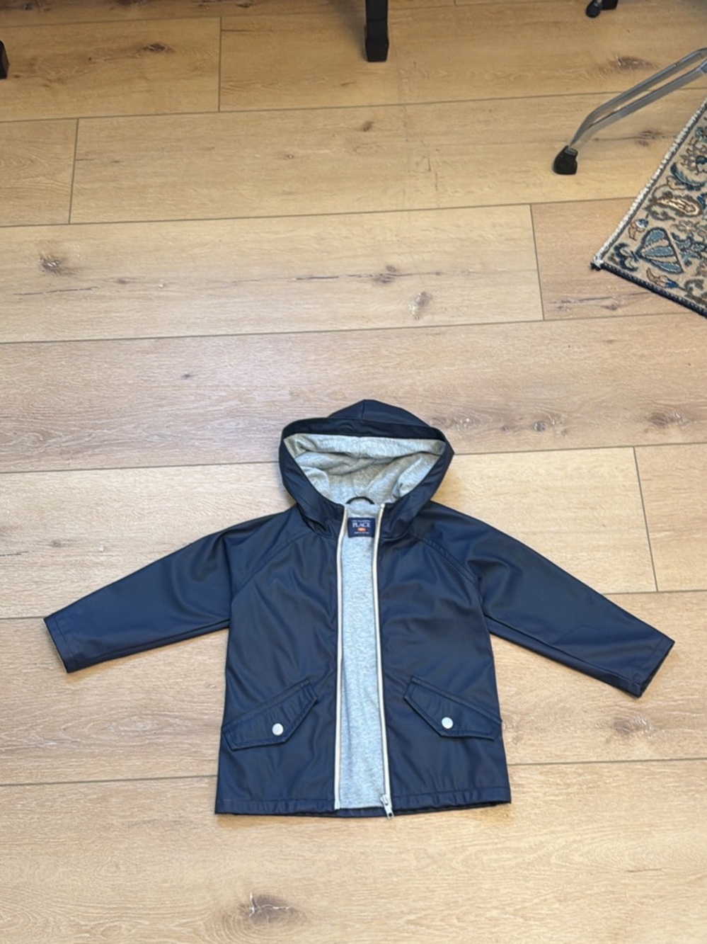 The Children's Place Navy Raincoat with Gray Lining
